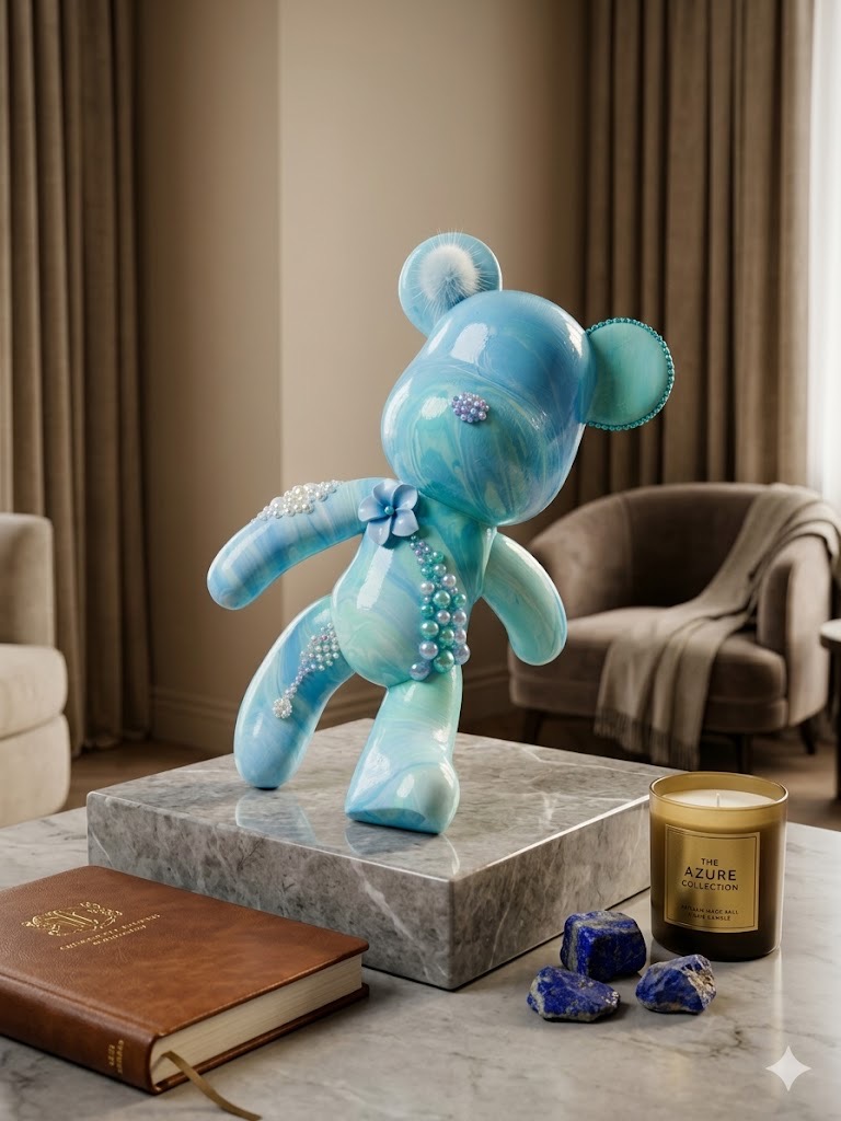 Blue Orchid' — sculpture bleue translucide, dégradés peints à la main