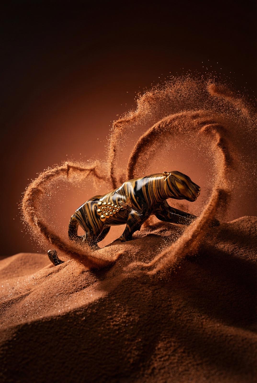 Wild Elegance — sculpture animale, patine bronze et or